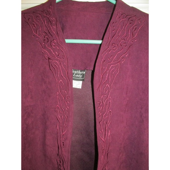 Southern Lady Women's Purple Embroidered Long Sleeve Open Blazer Size 14 - Picture 3 of 8